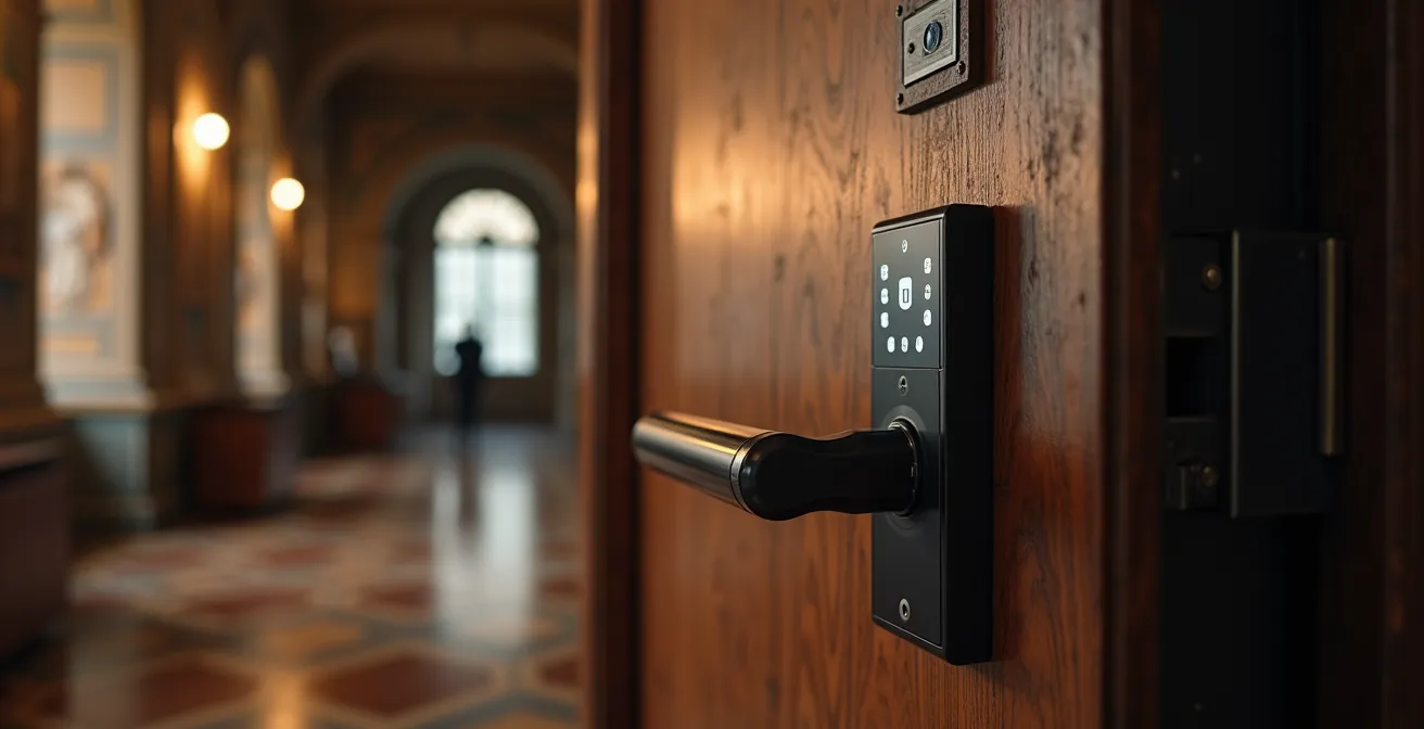 Moderne digitale Zugangskontrolle an einer Museumstür