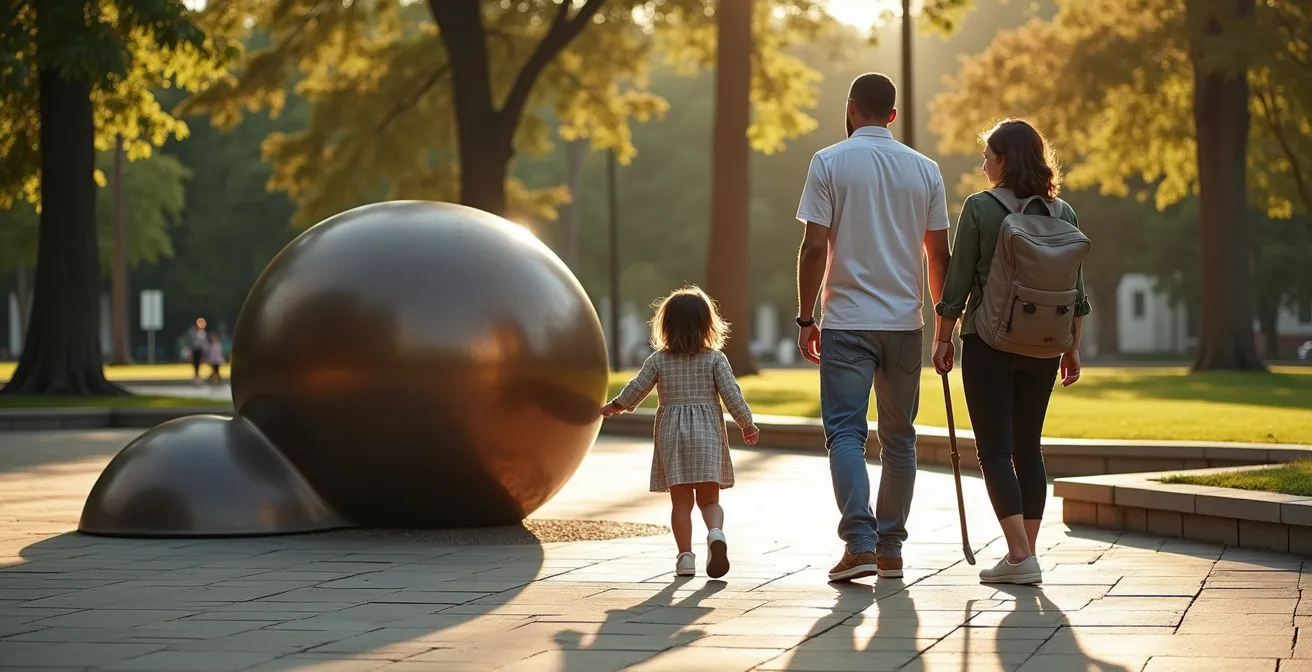 Sichere Kunstinstallation mit abgerundeten Kanten im öffentlichen Park