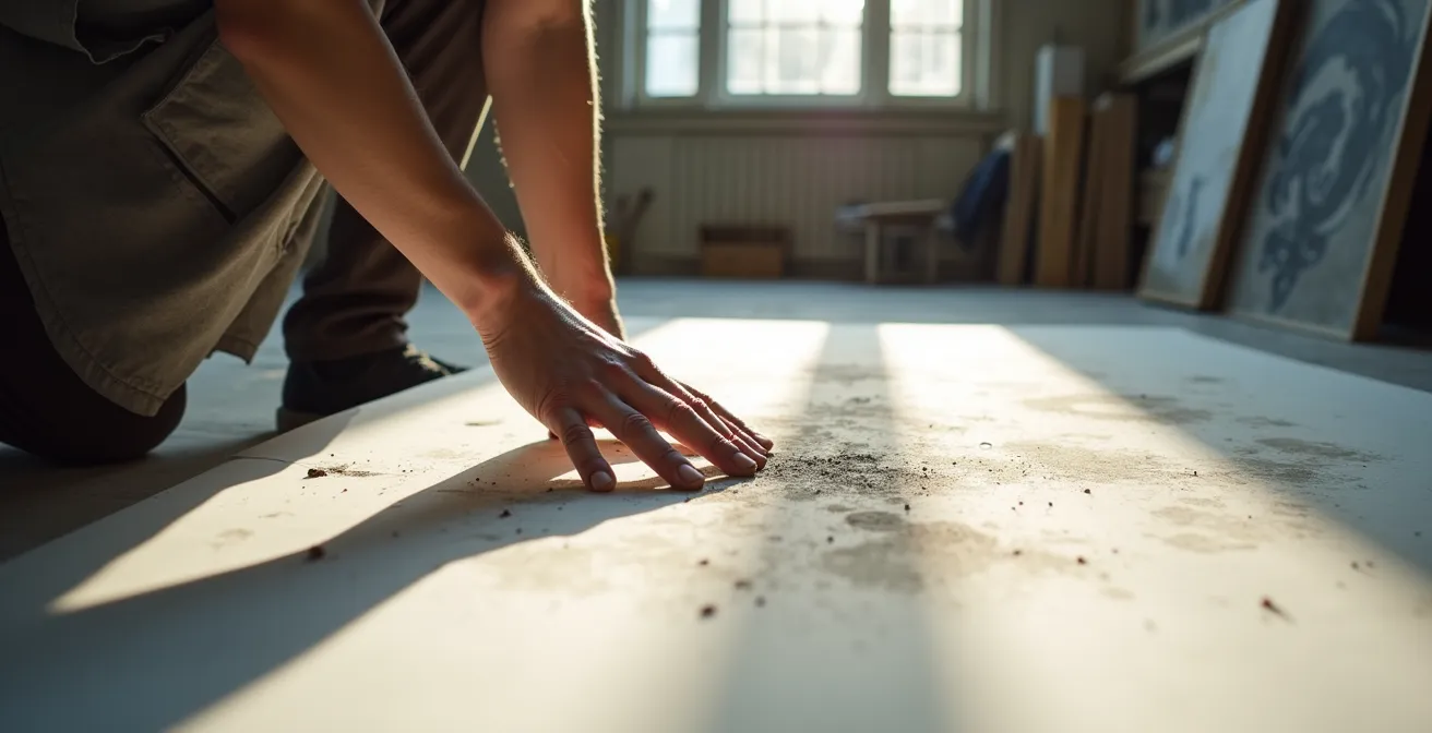 Künstleratelier mit experimentellen Zeichentechniken und monumentalen Formaten